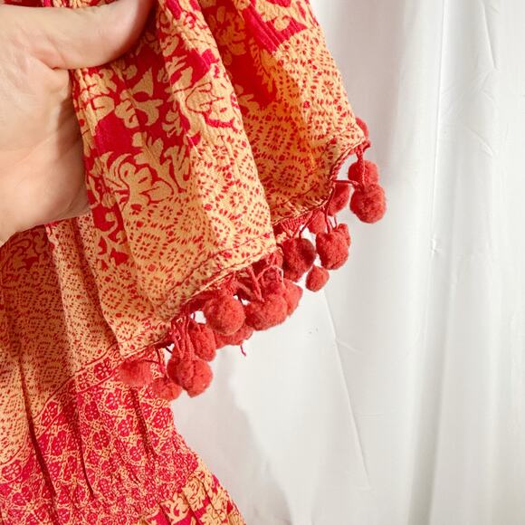 Raga Anthropologie XS Romper – Red & Orange Boho Paisley Print - Picture 3 of 5